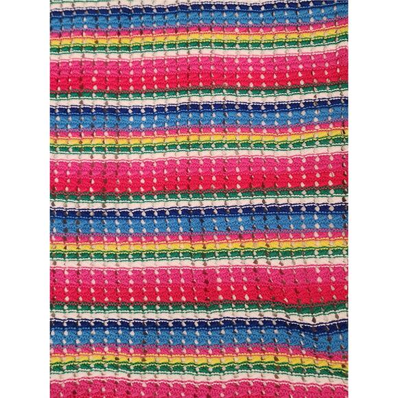 NWT Rainbow Crochet Mini Dress Medium Strappy Summer Festival Boho Coachella - Picture 7 of 7